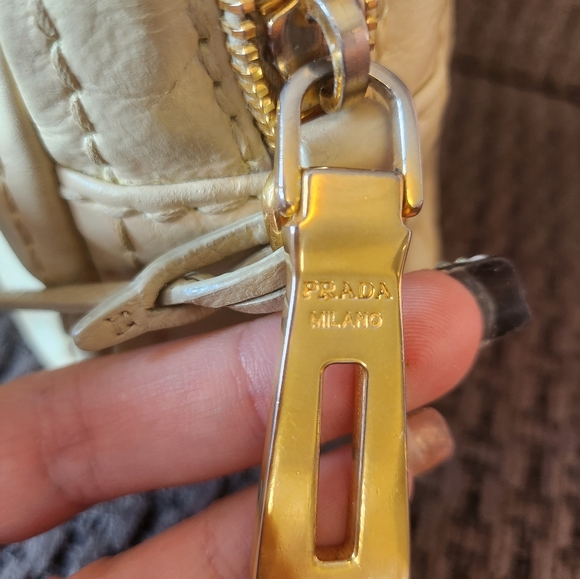 Sold Prada Glace Calf Leather Crossbody Handbag with Push Lock Chain Strap - Picture 11 of 13